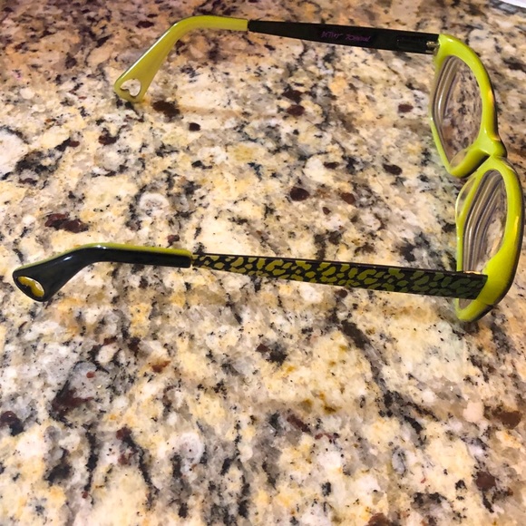 BETSEY JOHNSON Cheetah Neon Chartreuse Punk Eyeglass Frame Glasses